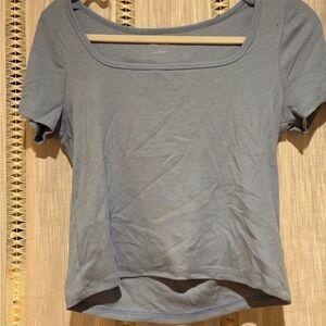 Hollister Gray Fitted Crop Tee